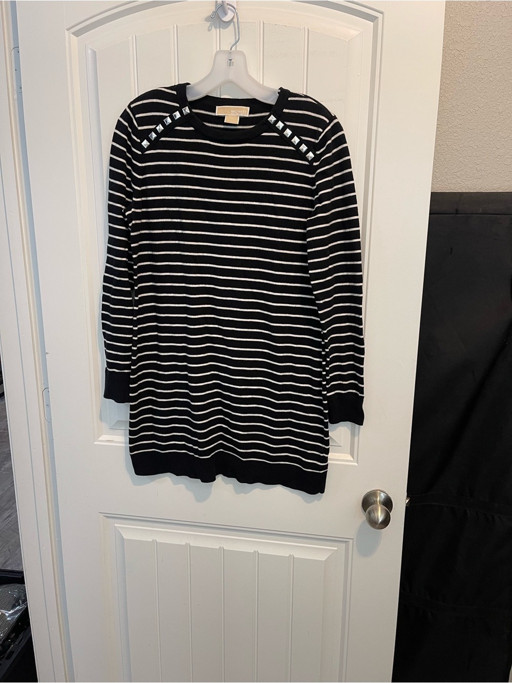 Michael Kors Black and White Striped Mini Dress